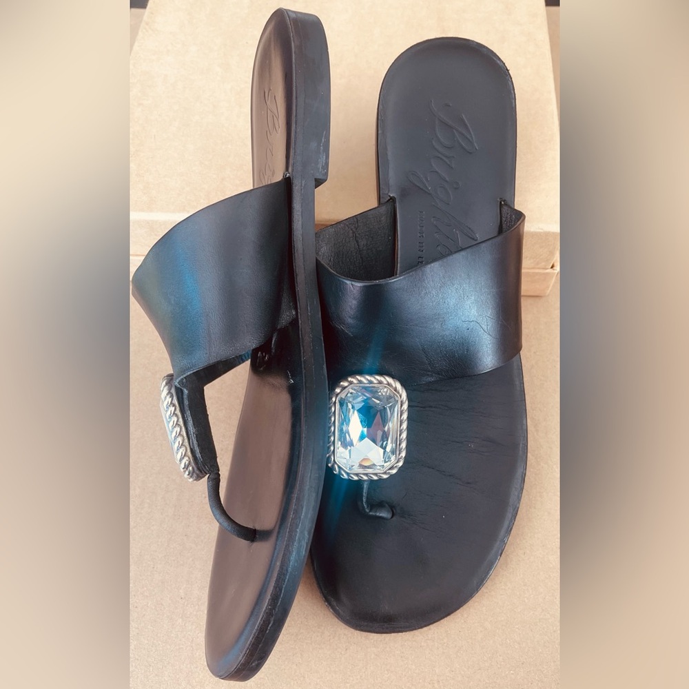 Brighton Black Sandals with Silver Embellishment - Picture 2 of 2